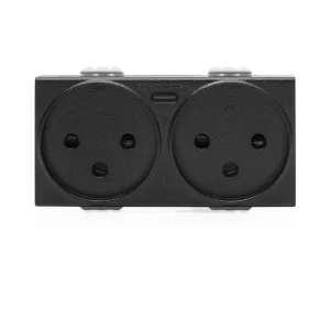 שקע כח כפול עם חיבור TYPE C SWITCH שחור
