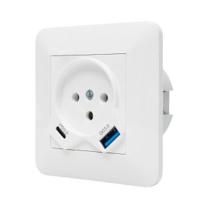 שקע כל עם חיבור USB/Type-C SAPIR לבן